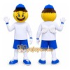 Yellow Smiley Mascot Costume with Custom Logo Yellow Smiley Mascot Costume with Custom Logo