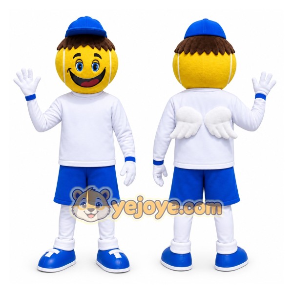 Yellow Smiley Mascot Costume with Custom Logo