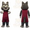 Gray Cat Mascot Costume with Custom Logo