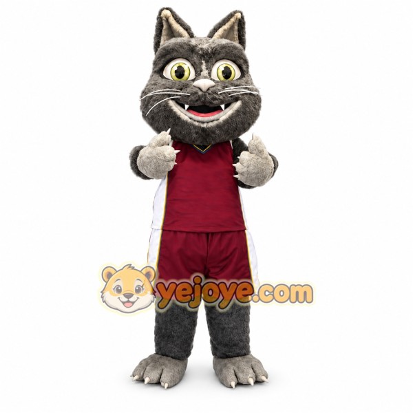 Gray Cat Mascot Costume with Custom Logo Gray Cat Mascot Costume with Custom Logo