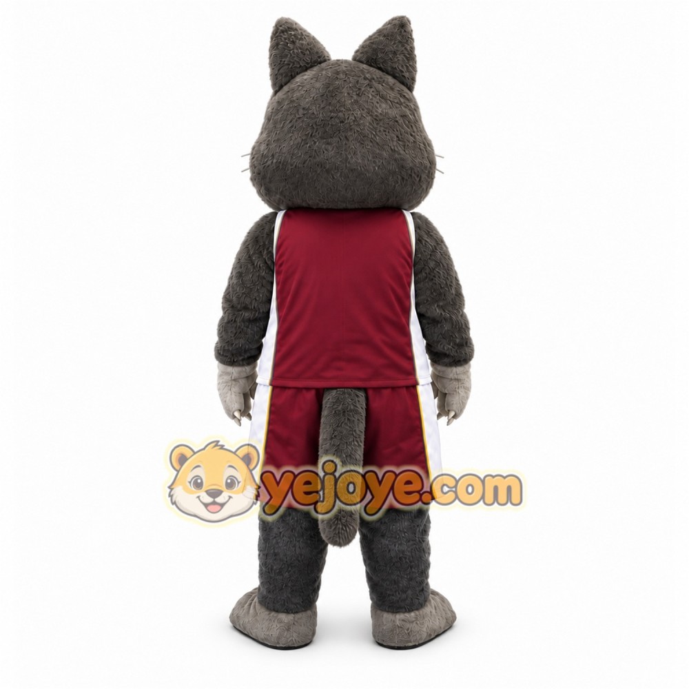 Gray Cat Mascot Costume with Custom Logo Gray Cat Mascot Costume with Custom Logo