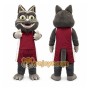 Gray Cat Mascot Costume with Custom Logo