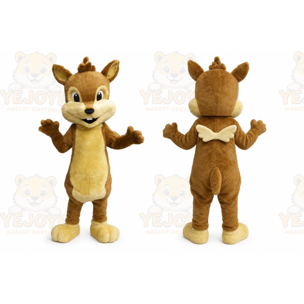 Brown Chipmunk Mascot Costume with Custom Logo