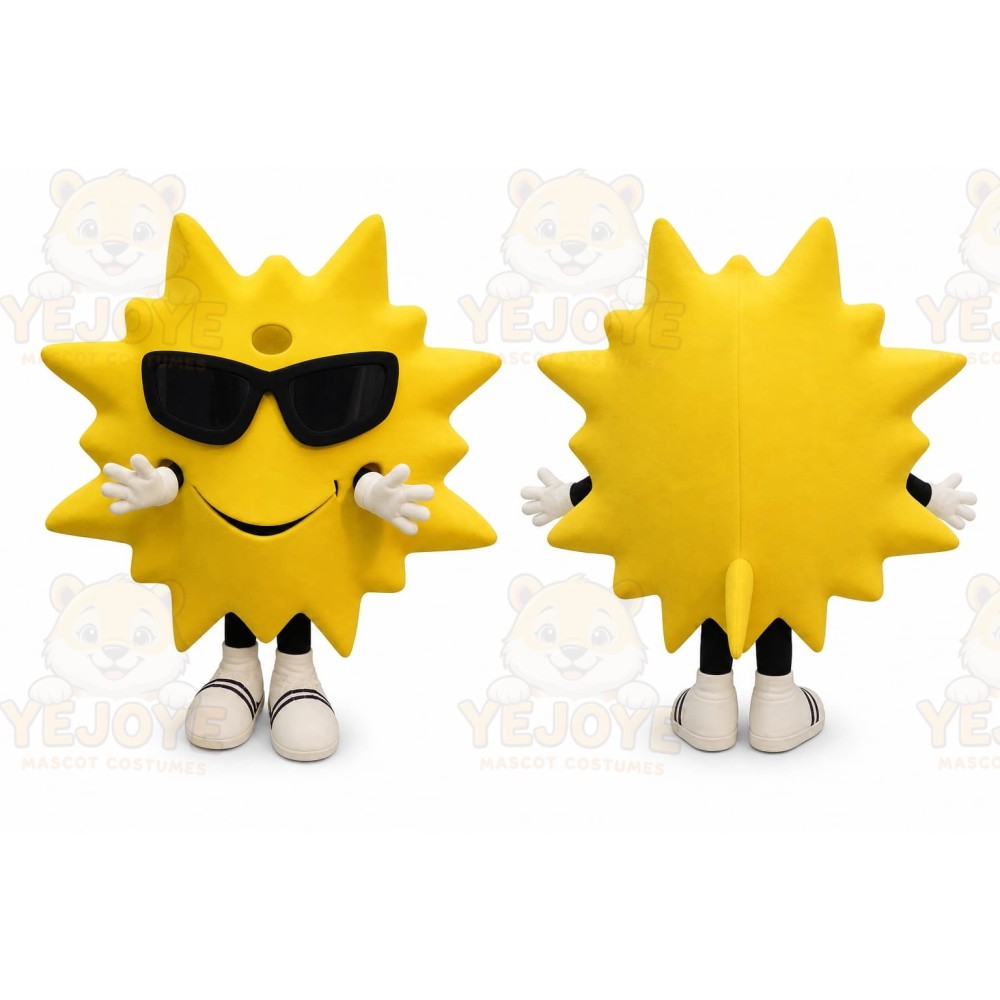 Yellow Sun Mascot Costume with Custom Logo