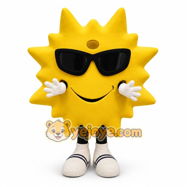 Yellow Sun Mascot Costume with Custom Logo