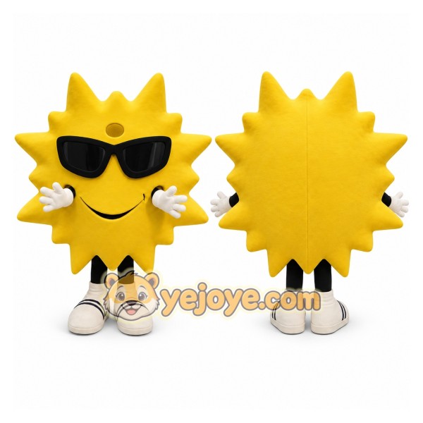Yellow Sun Mascot Costume with Custom Logo