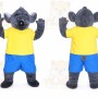 Gray Koala Mascot Costume with Custom Logo