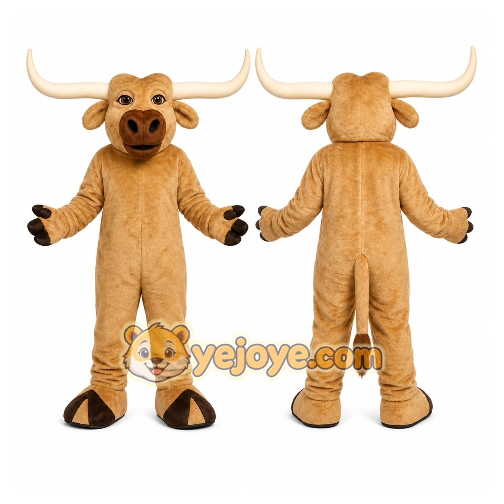 Brown Bull Mascot Costume with Custom Logo Brown Bull Mascot Costume with Custom Logo