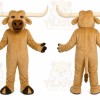 Brown Bull Mascot Costume with Custom Logo