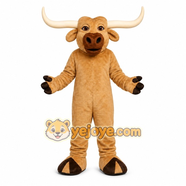 Brown Bull Mascot Costume with Custom Logo Brown Bull Mascot Costume with Custom Logo