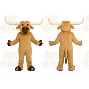 Brown Bull Mascot Costume with Custom Logo