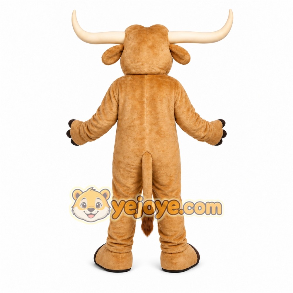 Brown Bull Mascot Costume with Custom Logo Brown Bull Mascot Costume with Custom Logo