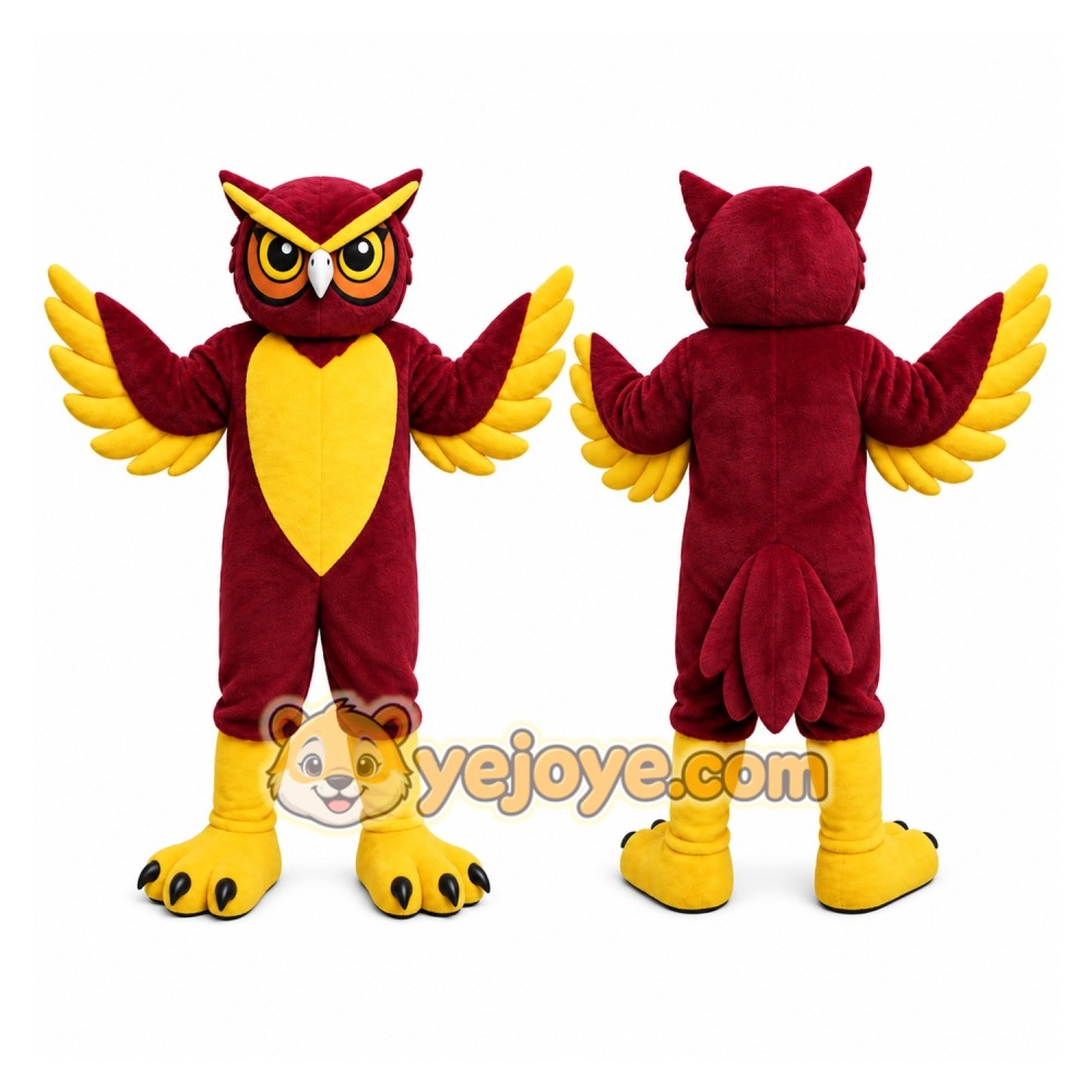 Red Owl Mascot Costume with Custom Logo Red Owl Mascot Costume with Custom Logo