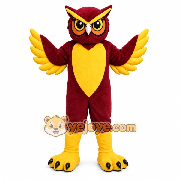 Red Owl Mascot Costume with Custom Logo Red Owl Mascot Costume with Custom Logo