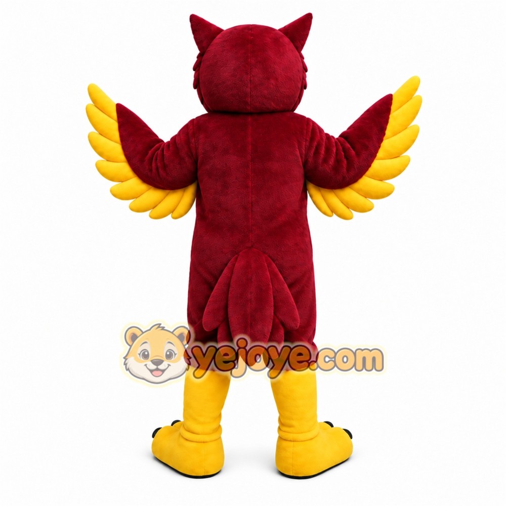 Red Owl Mascot Costume with Custom Logo Red Owl Mascot Costume with Custom Logo