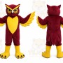 Red Owl Mascot Costume with Custom Logo