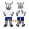 Gray Rhino Mascot Costume with Custom Logo Gray Rhino Mascot Costume with Custom Logo