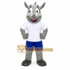 Gray Rhino Mascot Costume with Custom Logo Gray Rhino Mascot Costume with Custom Logo