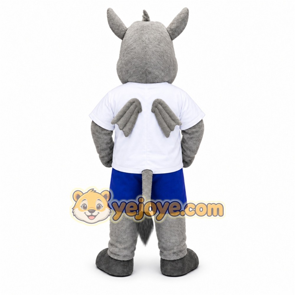Gray Rhino Mascot Costume with Custom Logo Gray Rhino Mascot Costume with Custom Logo