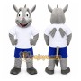 Gray Rhino Mascot Costume with Custom Logo