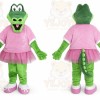 Green Dinosaur Mascot Costume with Custom Logo