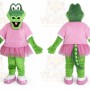 Green Dinosaur Mascot Costume with Custom Logo