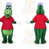 Green Dinosaur Mascot Costume with Custom Logo