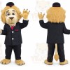 Tan Lion Mascot Costume with Custom Logo