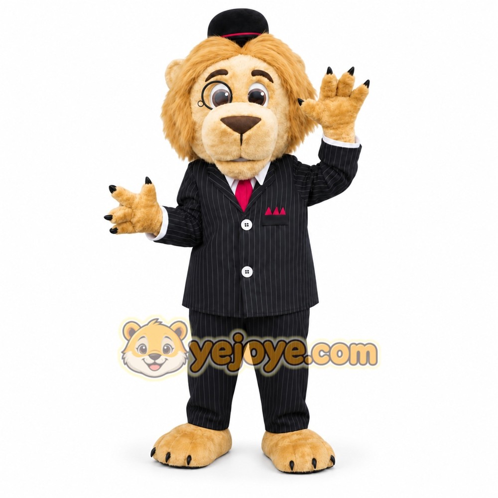 Tan Lion Mascot Costume with Custom Logo Tan Lion Mascot Costume with Custom Logo