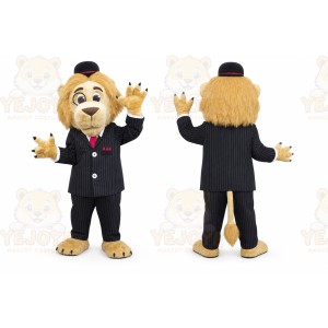 Tan Lion Mascot Costume with Custom Logo