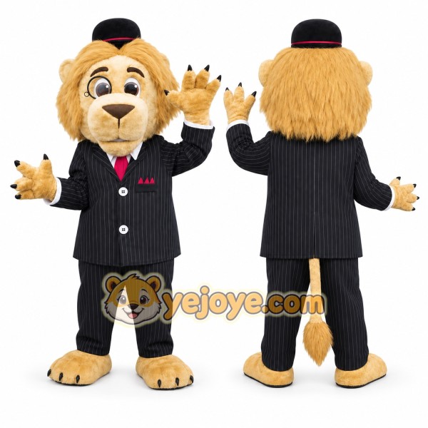 Tan Lion Mascot Costume with Custom Logo