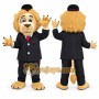 Tan Lion Mascot Costume with Custom Logo