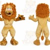 Tan Lion Mascot Costume with Custom Logo