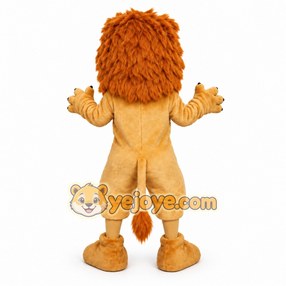 Tan Lion Mascot Costume with Custom Logo