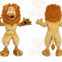 Tan Lion Mascot Costume with Custom Logo