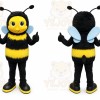 Black Bee Mascot Costume with Custom Logo