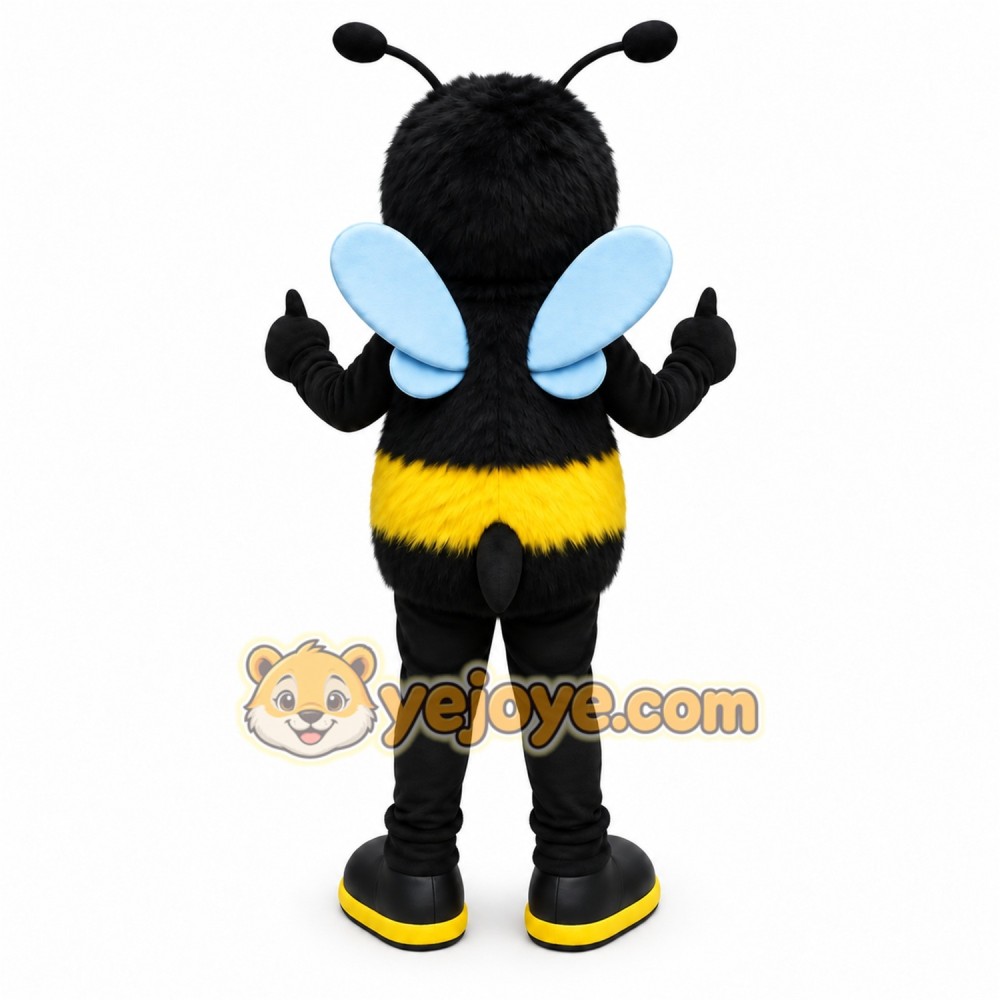 Black Bee Mascot Costume with Custom Logo Black Bee Mascot Costume with Custom Logo