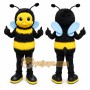 Black Bee Mascot Costume with Custom Logo
