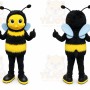 Black Bee Mascot Costume with Custom Logo
