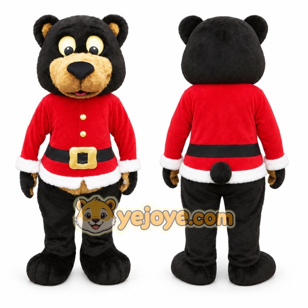 Black Bear Mascot Costume with Custom Logo