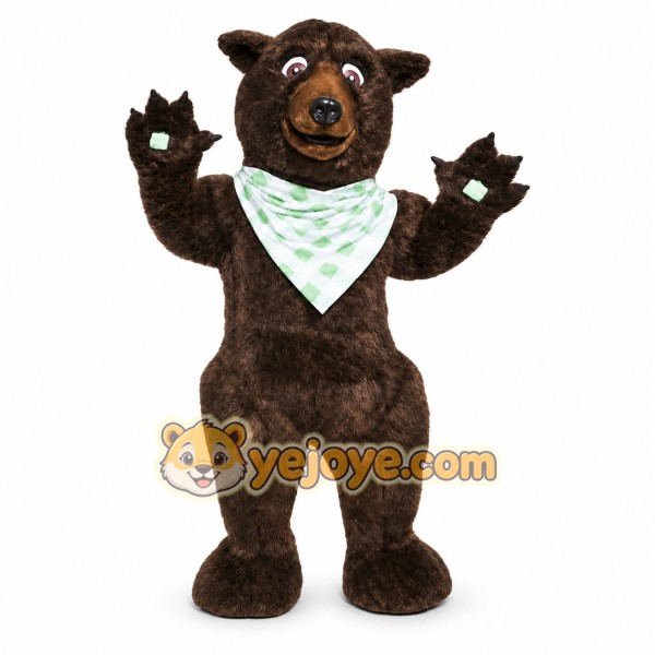 Brown Bear Mascot Costume with Custom Logo