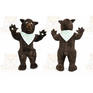 Brown Bear Mascot Costume with Custom Logo