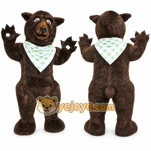Brown Bear Mascot Costume with Custom Logo