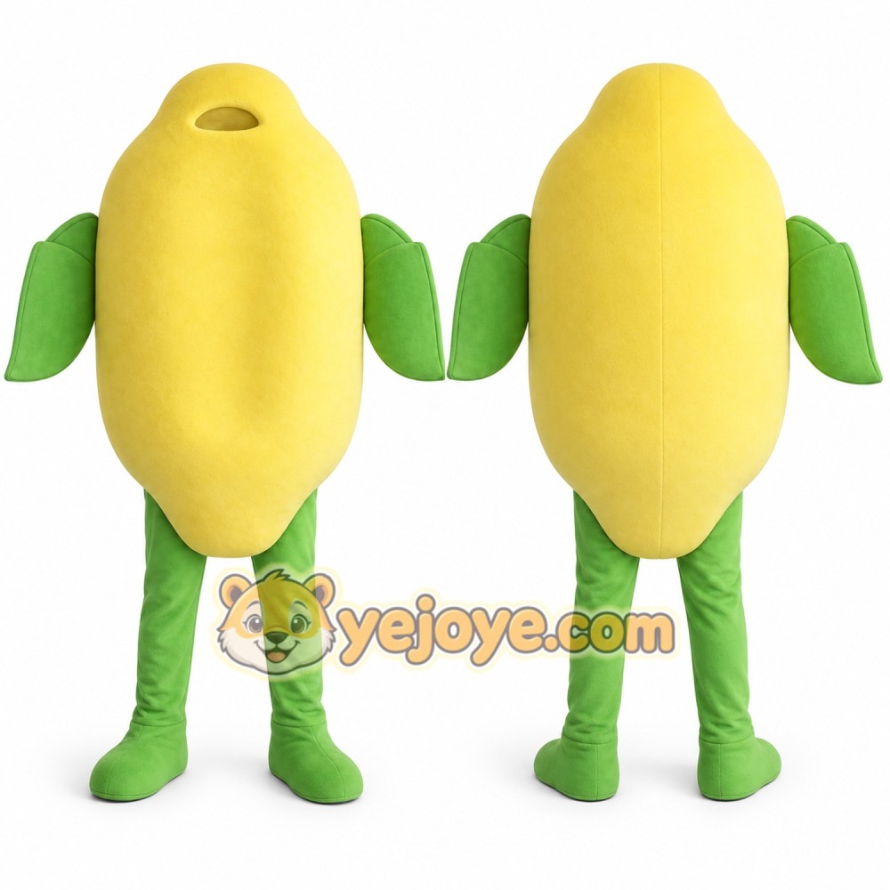 Yellow Fruit Mascot Costume with Custom Logo Yellow Fruit Mascot Costume with Custom Logo