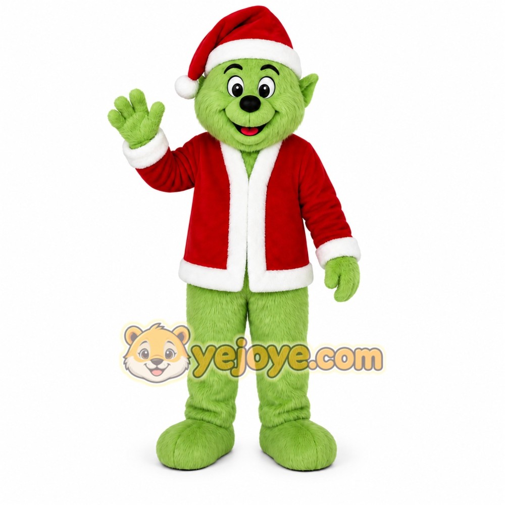 Green Elf Mascot Costume with Custom Logo