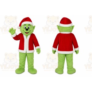Green Elf Mascot Costume with Custom Logo