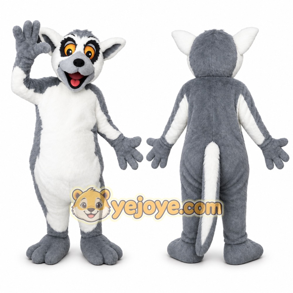 Gray Lemur Mascot Costume with Custom Logo Gray Lemur Mascot Costume with Custom Logo