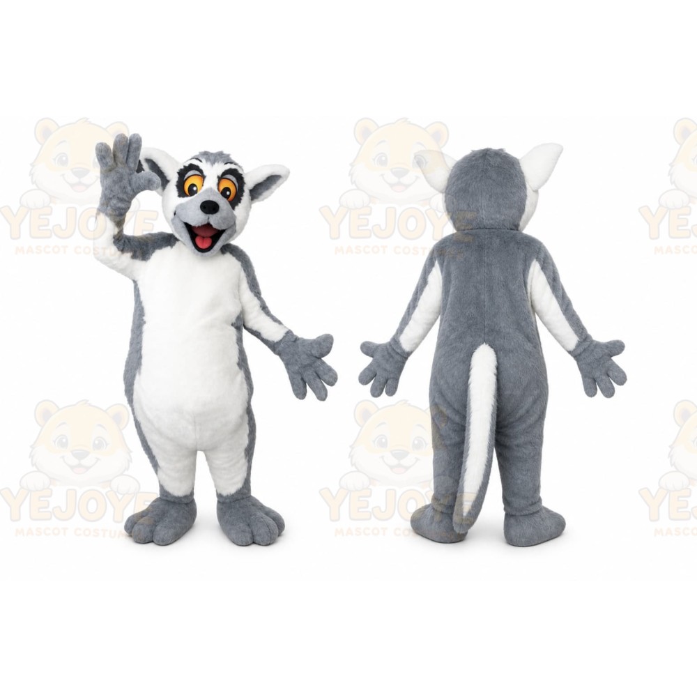Gray Wolf Mascot Costume with Custom Logo