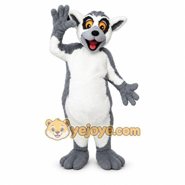 Gray Lemur Mascot Costume with Custom Logo