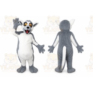 Gray Wolf Mascot Costume with Custom Logo